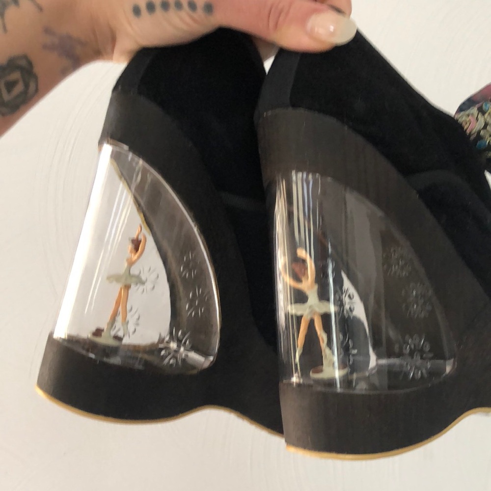 Irregular Choice Black Velvet Ballerina Heel Shoes